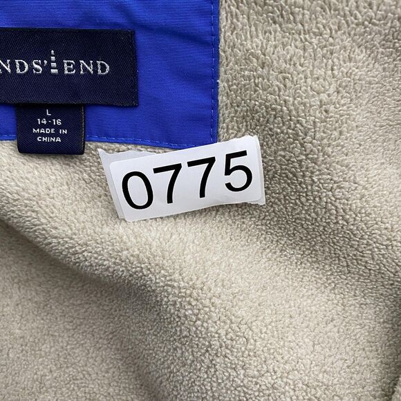 Lands End Jacket Boys Large 14-16 Blue Hooded Fleece Lined Nylon Winter Coat - Picture 13 of 13